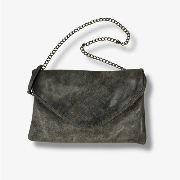 J. Crew Distressed Leather Envelope Clutch - Picture 1 of 11